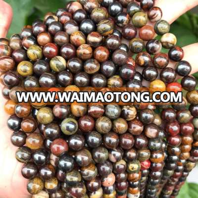 China factory natural tiger iron 10mm stone round beads for jewelry