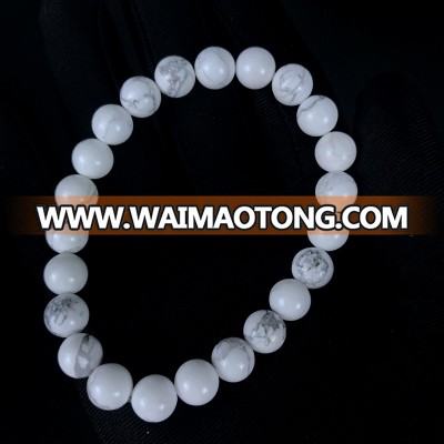 Top quality natural howlite 8mm round bead stone bracelet