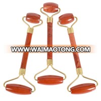 Bulk Wholesale Natural Red Jasper Stone Facial Roller Double Heads Facial Massage Roller