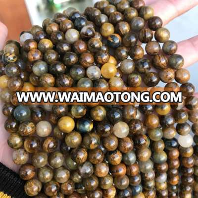 China factory natural golden pietersite 10mm stone round beads for bracelet